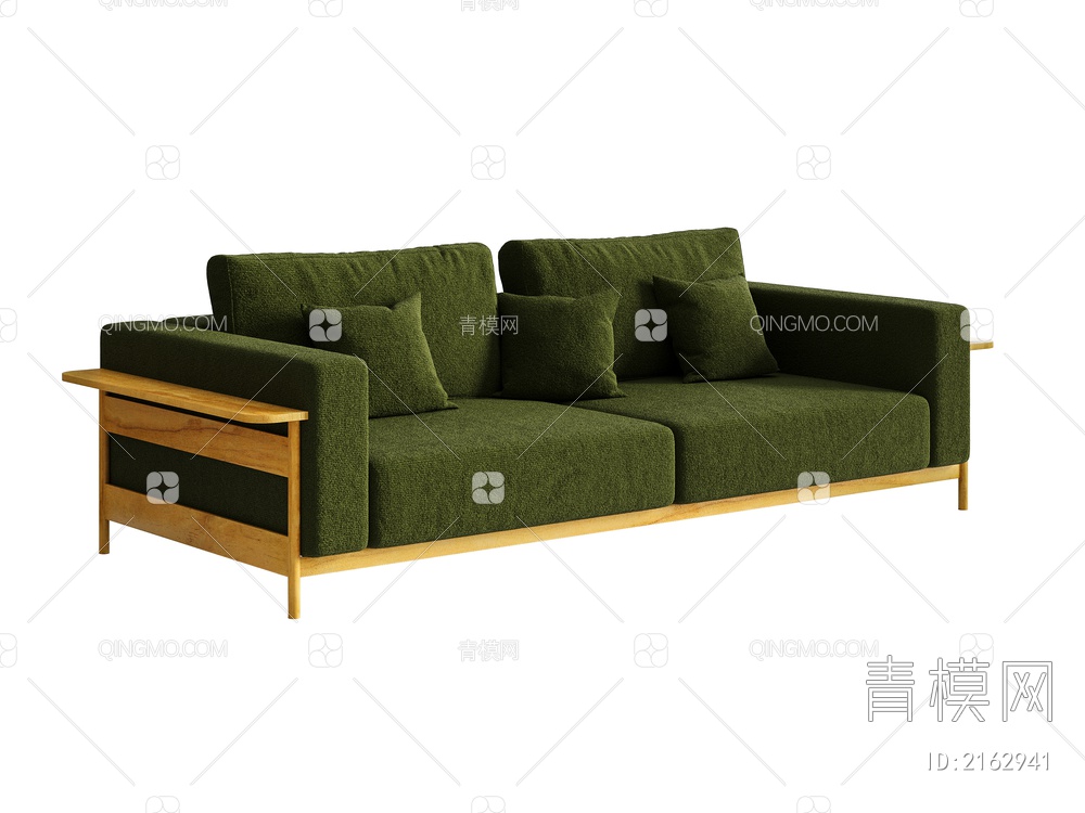 双人沙发 绿色沙发3D模型下载【ID:2162941】