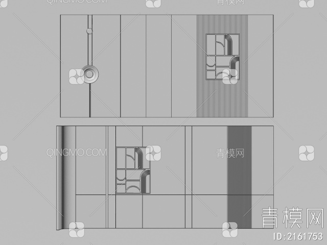 沙发背景墙木饰面3D模型下载【ID:2161753】