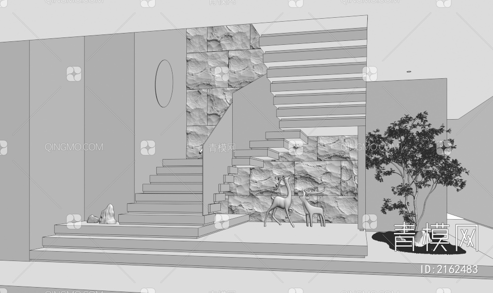 楼梯间景观3D模型下载【ID:2162483】