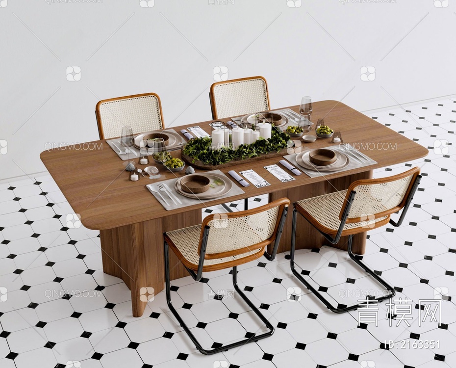 餐桌椅组合3D模型下载【ID:2163351】