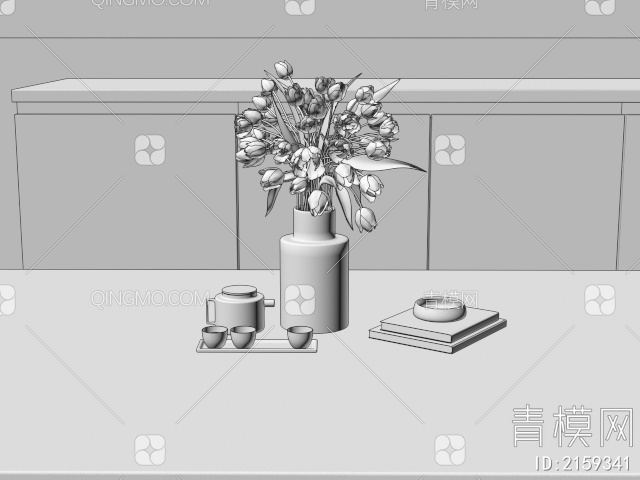 花瓶 摆件 茶具 书籍3D模型下载【ID:2159341】