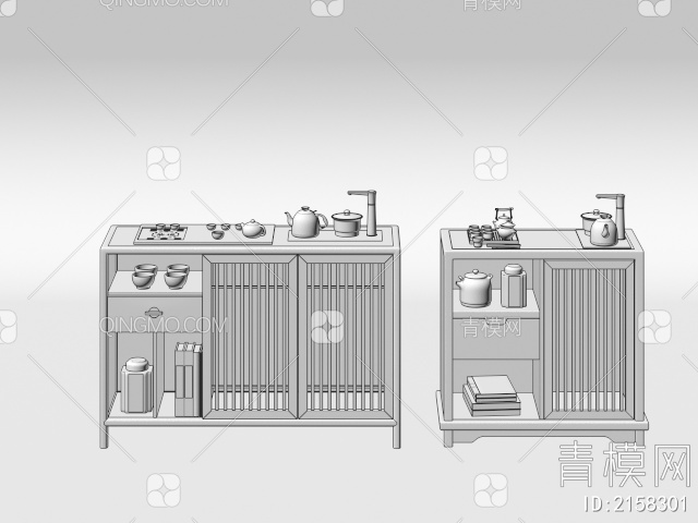 茶水柜 边柜3D模型下载【ID:2158301】