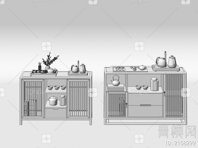 茶水柜 边柜3D模型下载【ID:2158299】