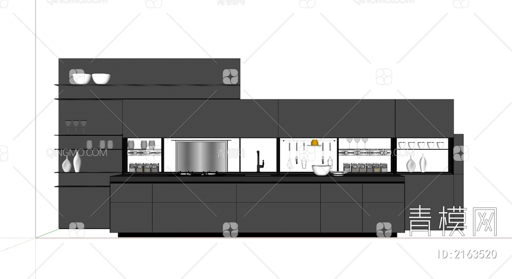 西厨餐边柜SU模型下载【ID:2163520】