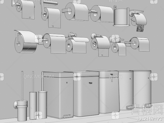 卫生间 烘干机 抽纸 垃圾桶3D模型下载【ID:2162193】