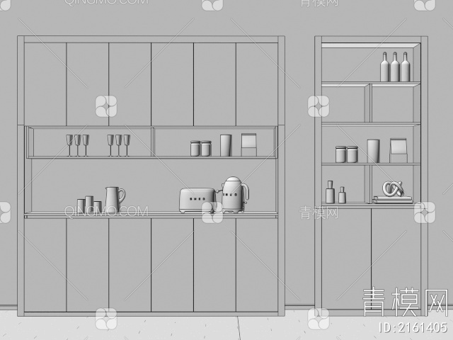 酒柜 储物柜3D模型下载【ID:2161405】