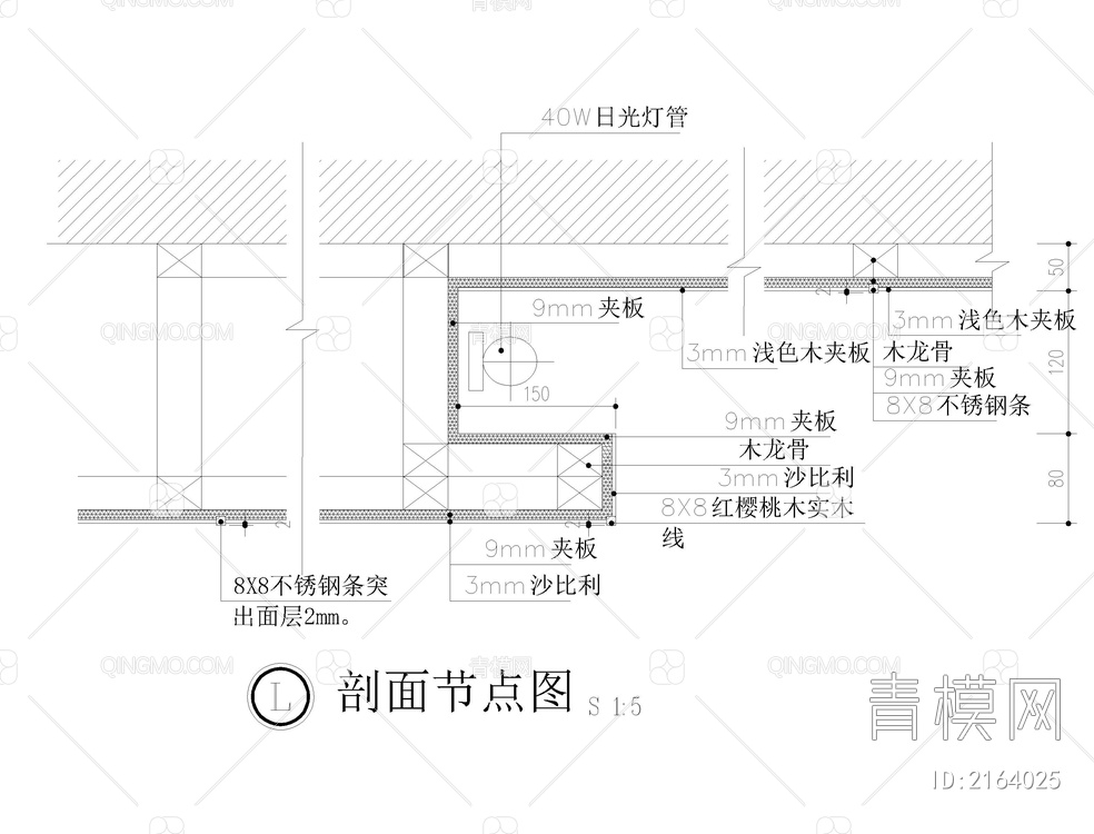 常用木饰面节点图26个【ID:2164025】