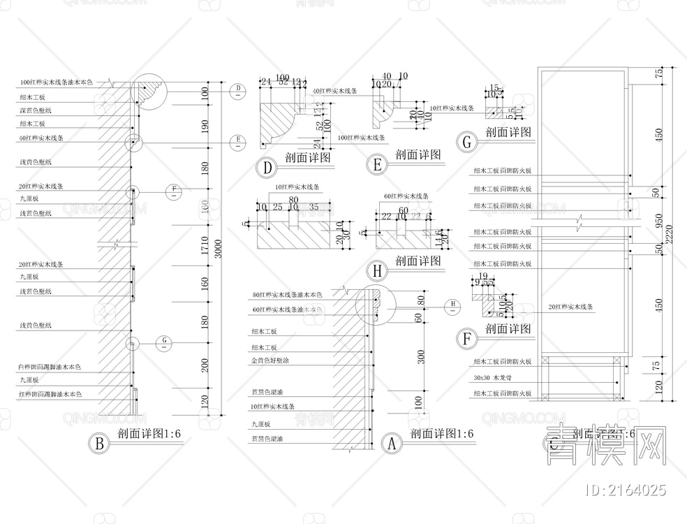 常用木饰面节点图26个【ID:2164025】