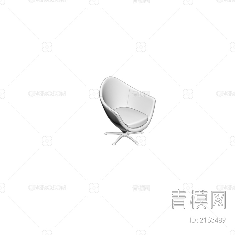 蓝色公区办公室单人沙发 休闲椅3D模型下载【ID:2163489】