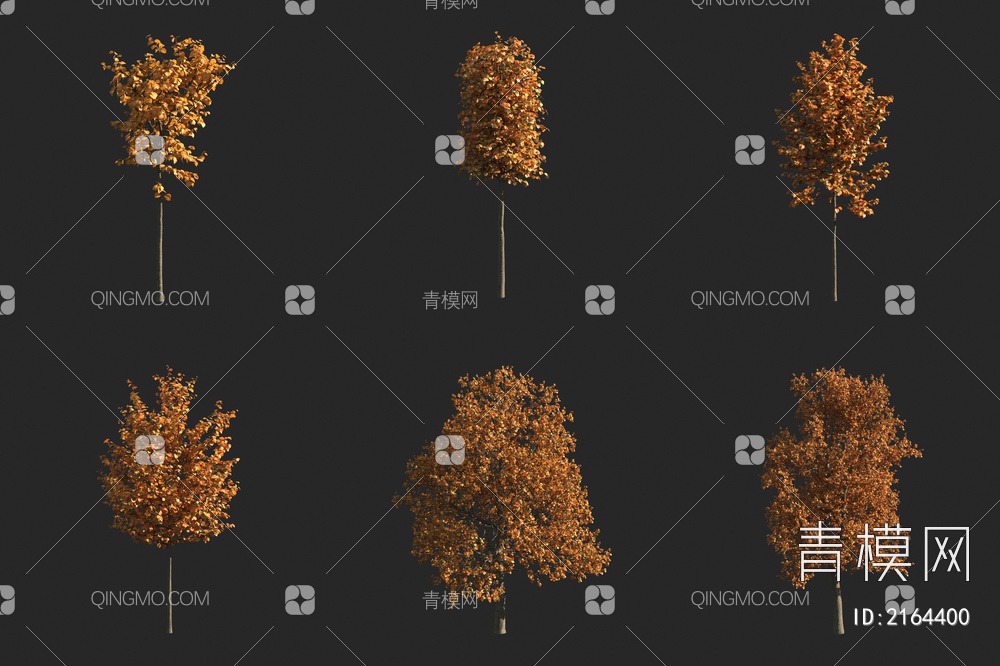 秋季秋景秋天树 枯黄树木 景观树3D模型下载【ID:2164400】