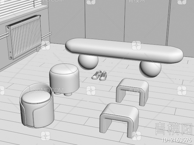 凳子 沙发凳 矮凳 换鞋凳3D模型下载【ID:2163596】