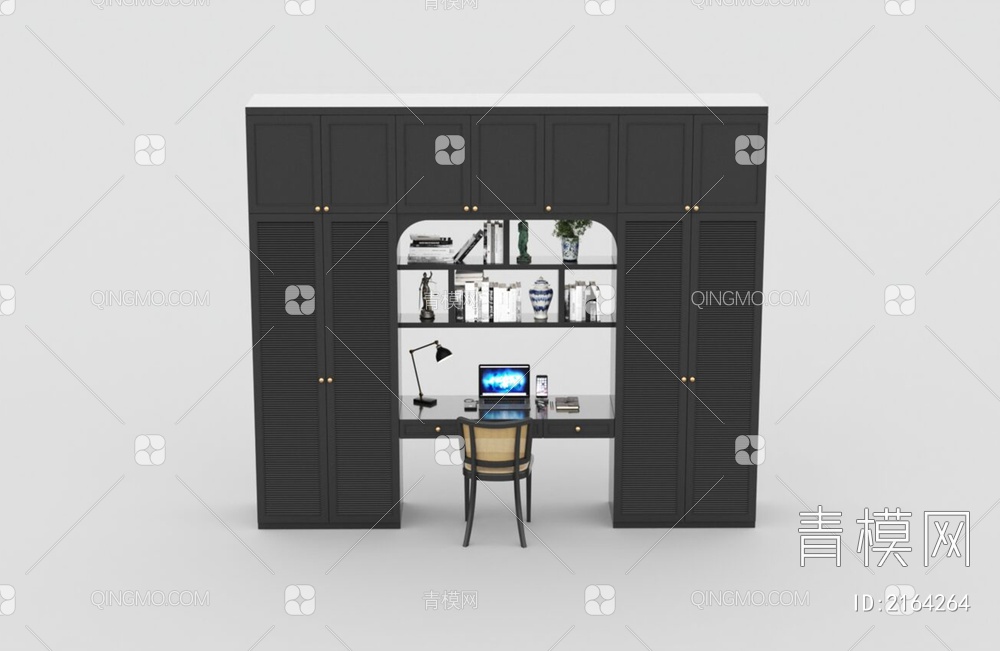 书桌椅柜子组合3D模型下载【ID:2164264】