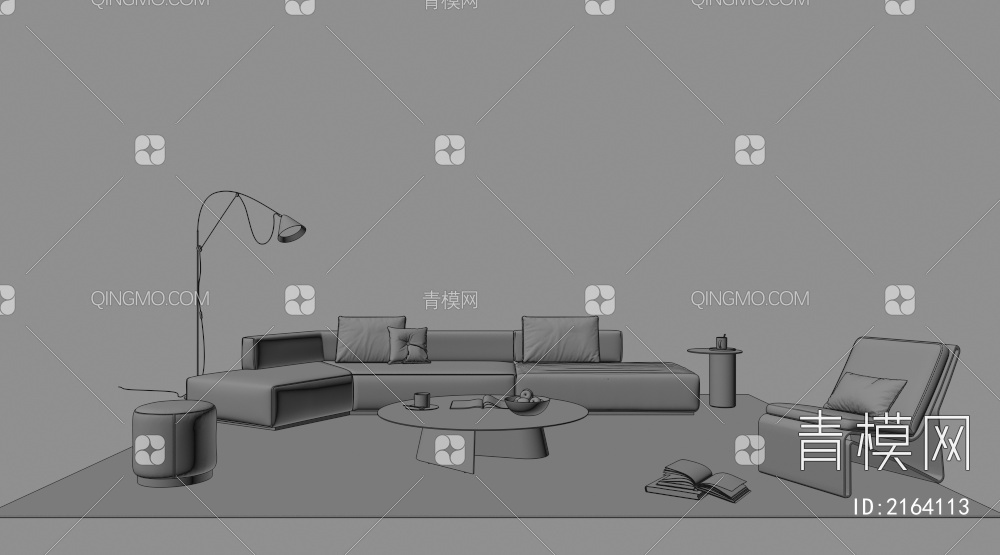 意式沙发茶几组合3D模型下载【ID:2164113】