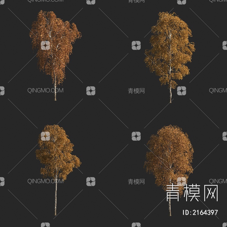 秋季秋景秋天树 枯黄树木 景观树3D模型下载【ID:2164397】