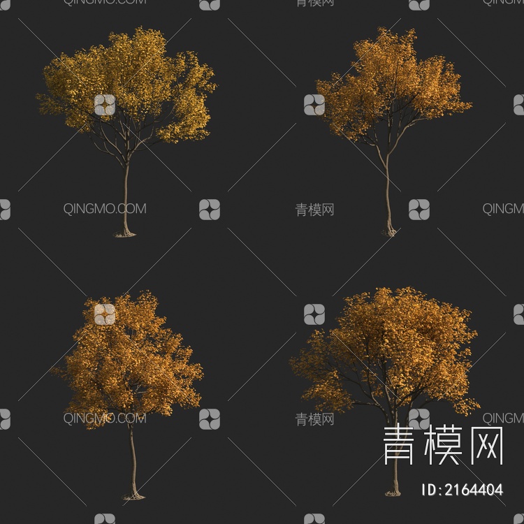 秋季秋景秋天树 枯黄树木 景观树3D模型下载【ID:2164404】