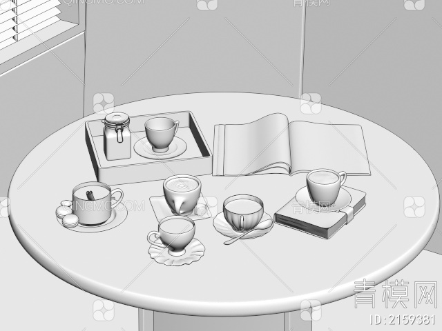 装饰品摆件 咖啡杯 书本3D模型下载【ID:2159381】