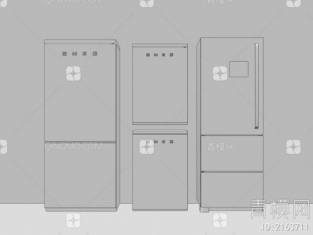 单开门冰箱3D模型下载【ID:2163711】