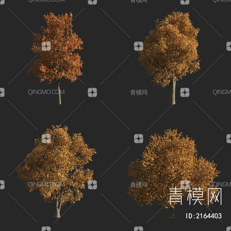 秋季秋景秋天树 枯黄树木 景观树3D模型下载【ID:2164403】