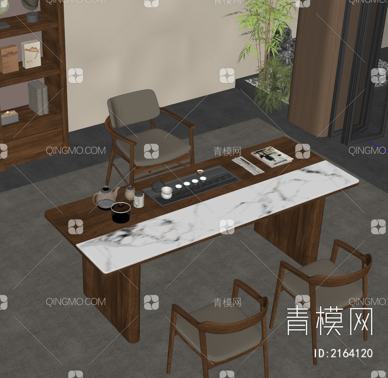 茶桌椅SU模型下载【ID:2164120】