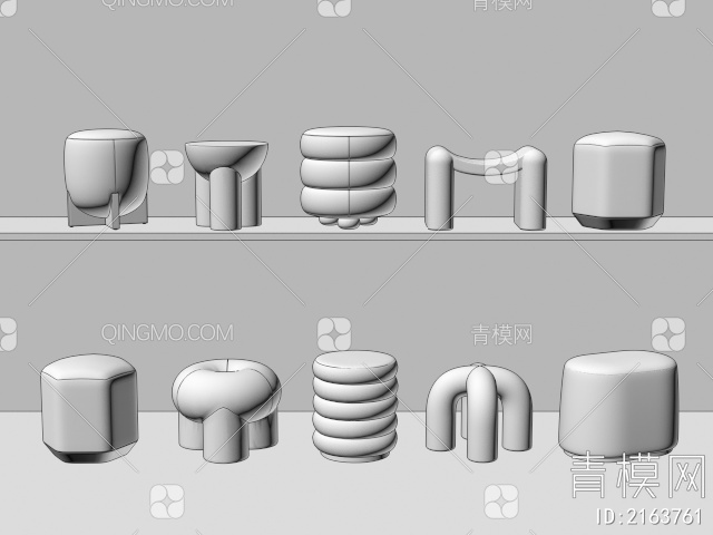 沙发凳 圆凳 矮凳3D模型下载【ID:2163761】