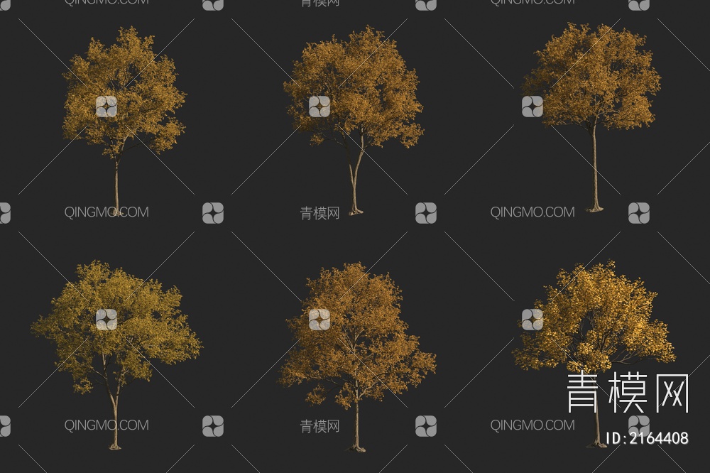 秋季秋景秋天树 枯黄树木 景观树3D模型下载【ID:2164408】