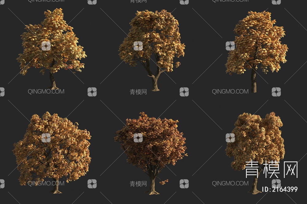 秋季秋景秋天树 枯黄树木 景观树3D模型下载【ID:2164399】