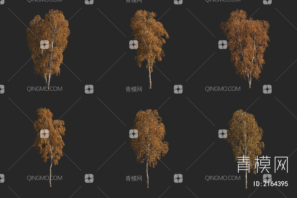 秋季秋景树 枯黄树木 景观树3D模型下载【ID:2164395】