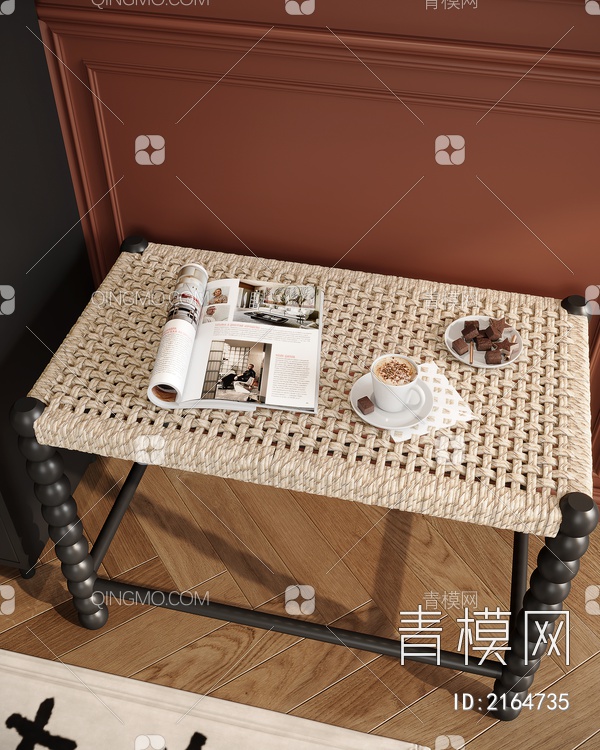 藤编椅 换鞋凳 咖啡 书3D模型下载【ID:2164735】