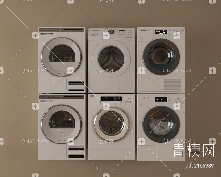 洗衣机 烘干机 滚筒洗衣机  洗烘一体机3D模型下载【ID:2165939】
