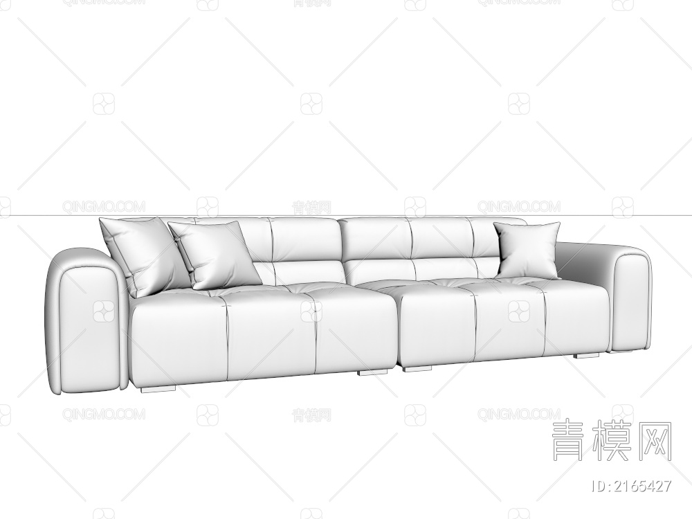 棕色多人皮革沙发3D模型下载【ID:2165427】