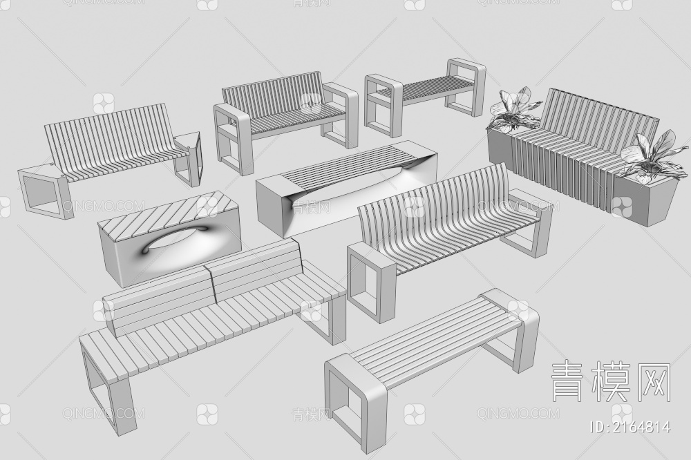 景观座椅_户外休闲座椅3D模型下载【ID:2164814】