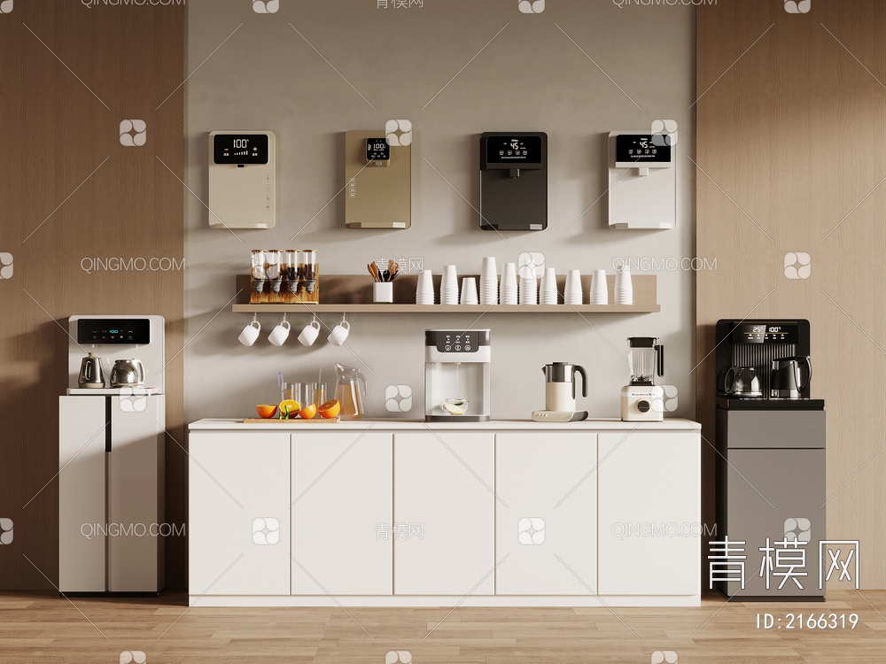饮水机 茶水柜 管线机 咖啡机3D模型下载【ID:2166319】