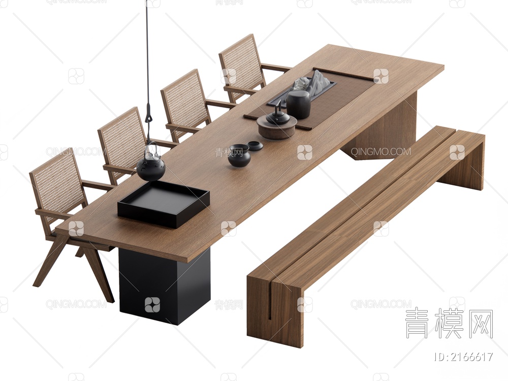 茶桌椅组合SU模型下载【ID:2166617】