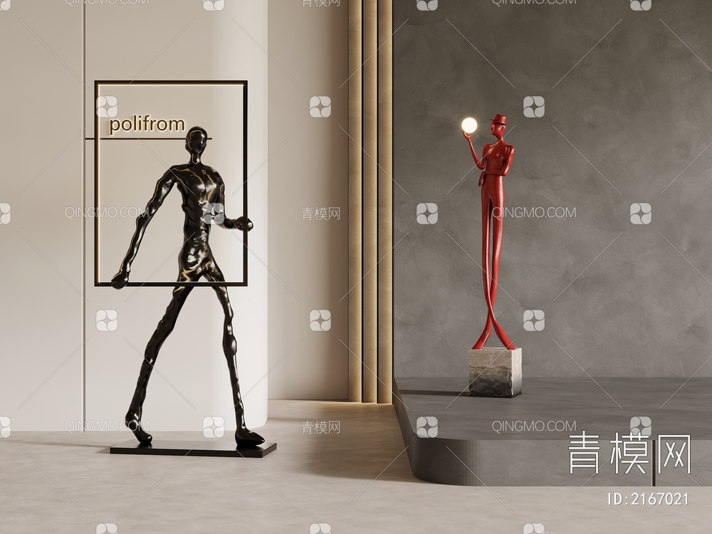 落地雕塑 人形雕塑3D模型下载【ID:2167021】
