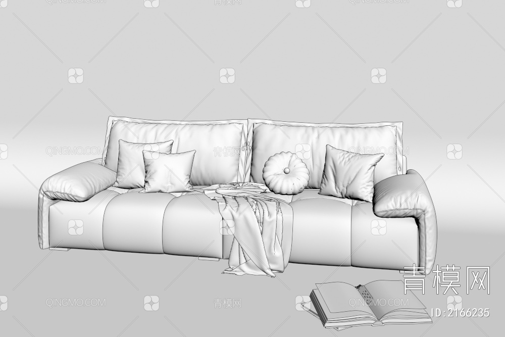 双人沙发3D模型下载【ID:2166235】