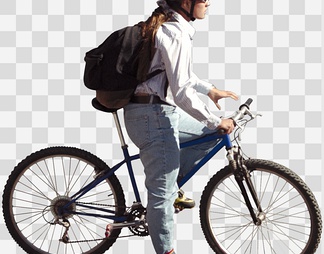 骑着自行车的男性