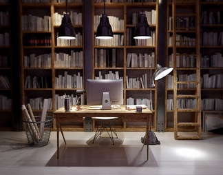 书房书桌椅书架