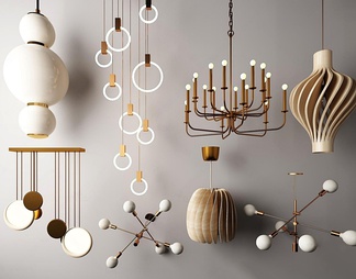 北欧灯具吊灯玻璃灯组合