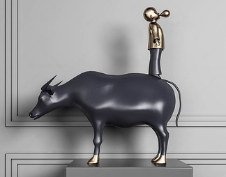 牛与男孩雕塑