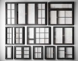 现代铝合金窗户组合