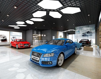 奥迪汽车专卖店3d模型下载【id:438517】