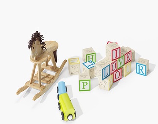 儿童积木木马火车玩具