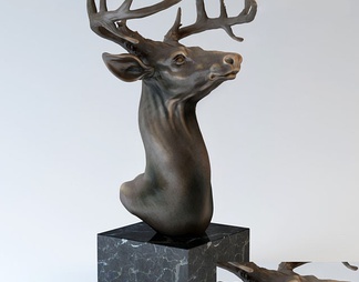 金属铁鹿头雕塑