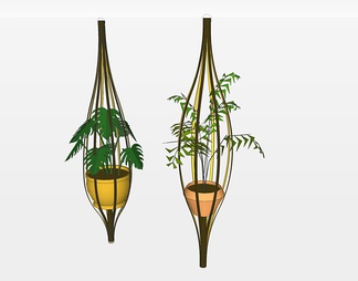 竹制品植物盆栽