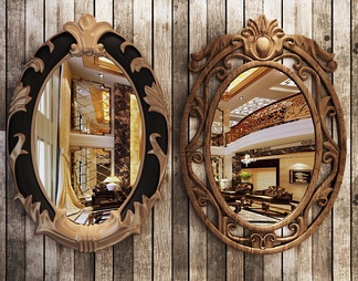 镜子仿古镜实木雕花镜