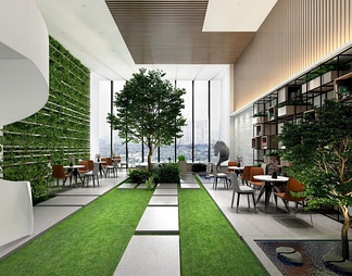 图书馆阅读区室内景观3d模型下载【id:486296】