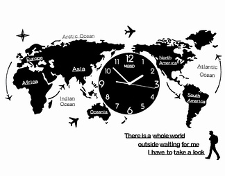 世界地图挂钟