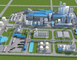 流行化工厂设备厂房建筑鸟瞰规划国外