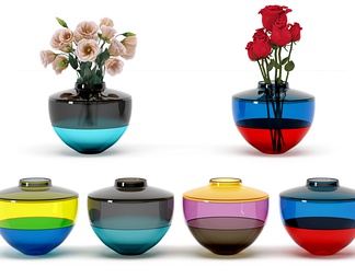 时尚彩色拼接玻璃花瓶