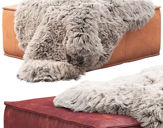 皮革沙发凳毛毯 软凳 方形凳子 绒毛毯子